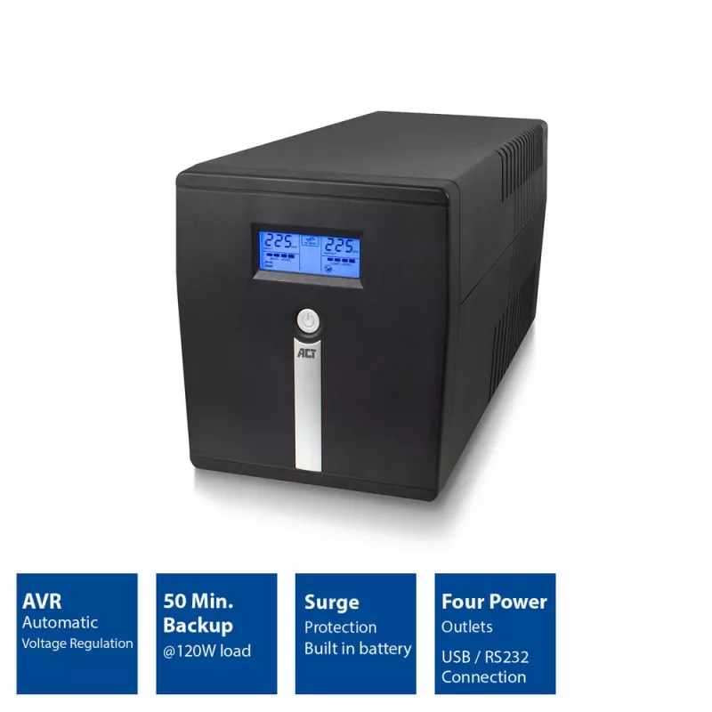 ACT Line Interactive UPS 1000VA - 600W with AVR, LCD display