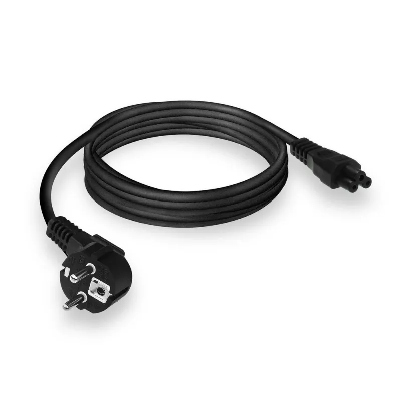 ACT Powercord mains connector CEE7/7 male (angled) - C5 black 2 m