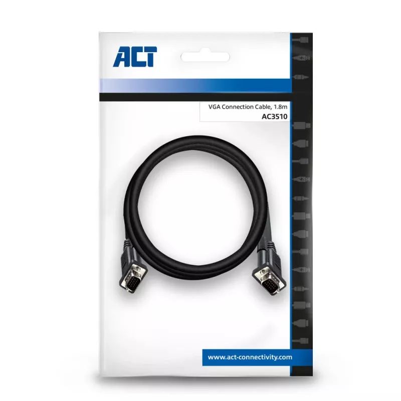 VGA cable ACT AC3510 — 1.8 m, VGA (D-Sub) to VGA (D-Sub), black