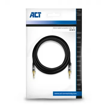 ACT 10 meter High Quality audio connection cable 3,5 mm stereo jack male - male