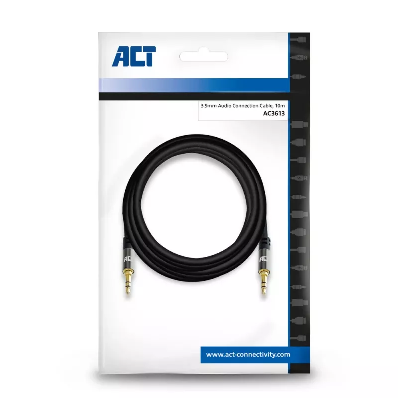 ACT 10 meter High Quality audio connection cable 3,5 mm stereo jack male - male