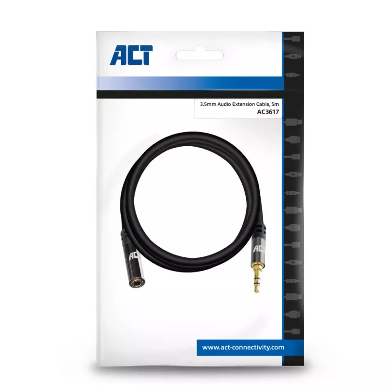 ACT 5 meter High Quality audio extension cable 3,5 mm stereo jack male - female