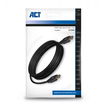 ACT 2.5 meters HDMI 4K High Speed cable v2.0 HDMI-A male - HDMI-A male