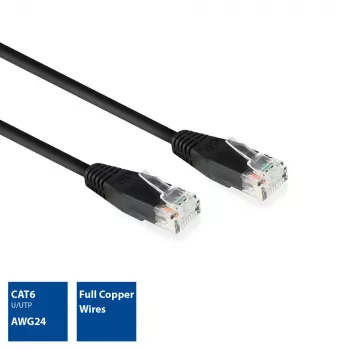 ACT Black 10.0 meter U/UTP, CAT6 patch cable with RJ45 connectors