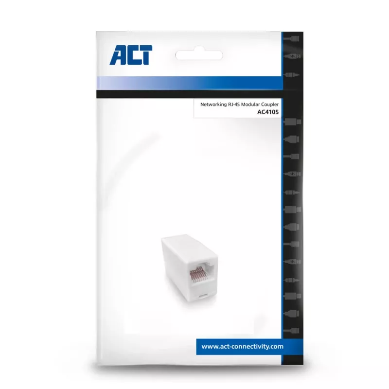 Modular coupler RJ-45 ACT AC4105 White Connector 1 RJ-45 Connector 2 RJ-45