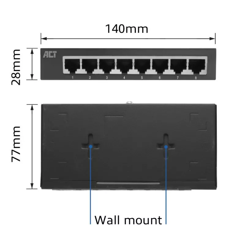 Unmanaged Switch ACT AC4418 8 Ports Gigabit Ethernet 10/100/1000