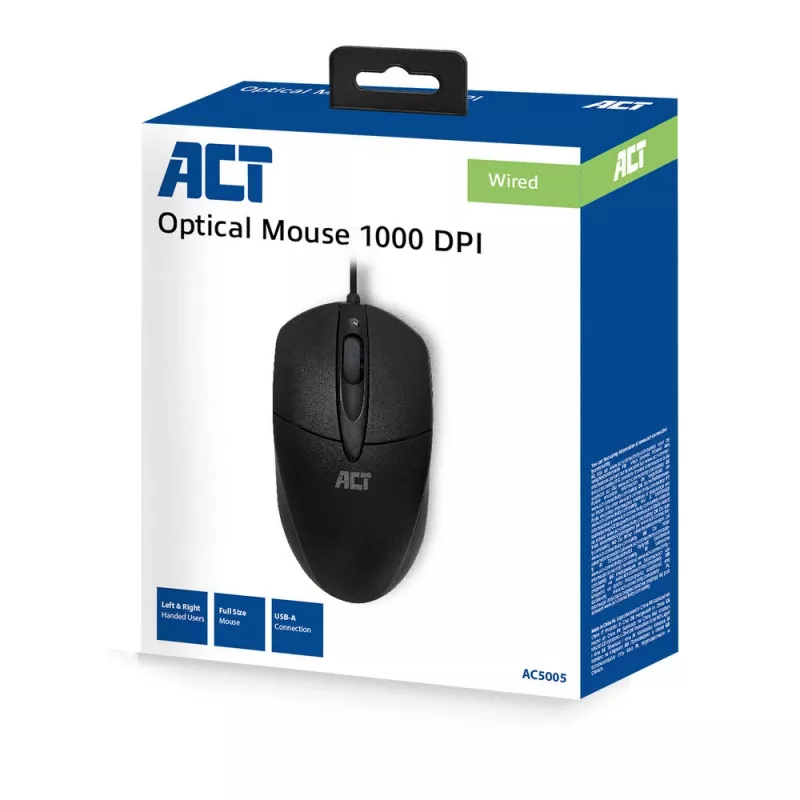 ACT Wired Optical Mouse 1000 DPI, USB