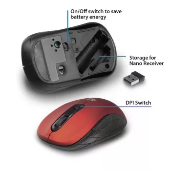 ACT Wireless Mouse 1600 DPI Right-hand Optical RF Wireless Red