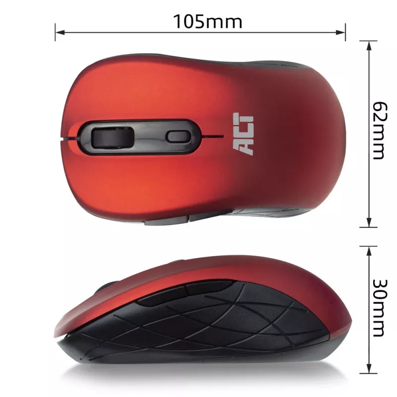 ACT Wireless Mouse 1600 DPI Right-hand Optical RF Wireless Red