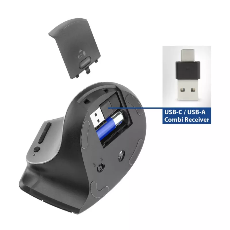 ACT Wireless Ergonomic Mouse with Bluetooth and USB-C/USB-A