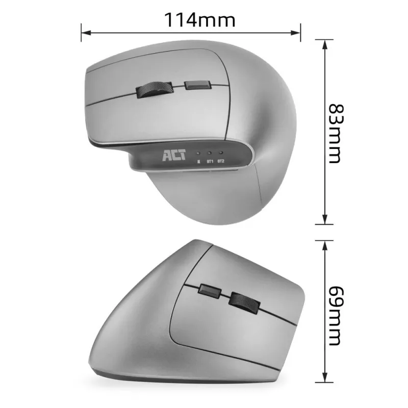 ACT Wireless Ergonomic Mouse with Bluetooth and USB-C/USB-A