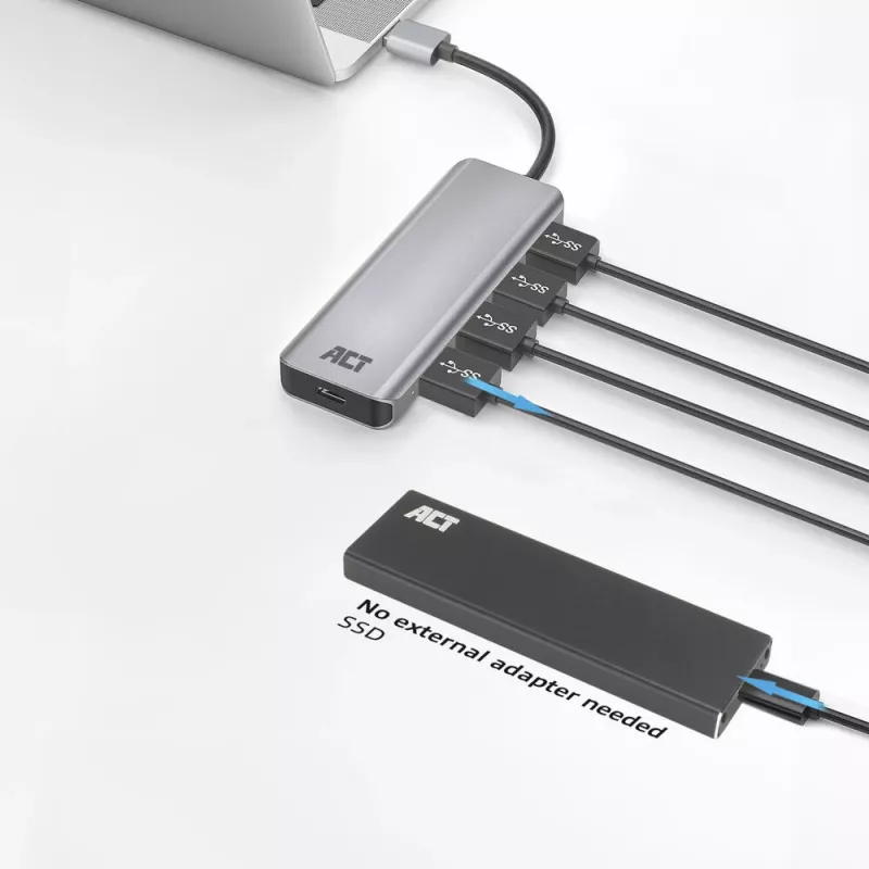USB Hub ACT AC6121 Type-A 5000 Mbit/s Aluminium