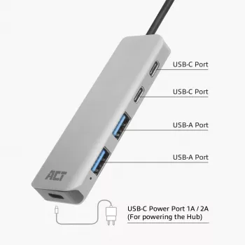 USB Hub ACT AC6125 3.2 Gen 1 Type-A 5000 Mbit/s Grey