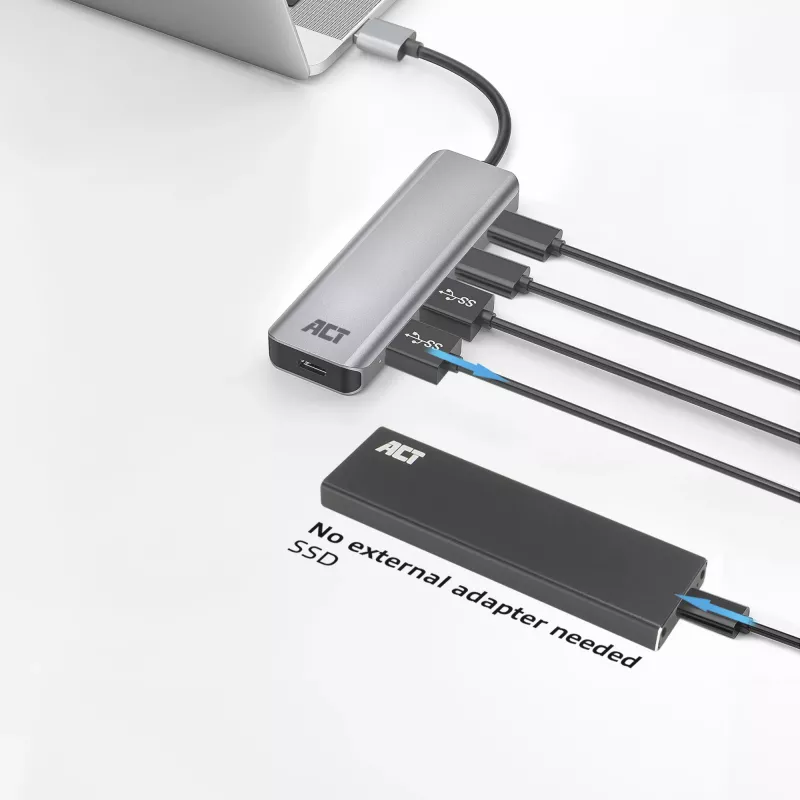 USB Hub ACT AC6125 3.2 Gen 1 Type-A 5000 Mbit/s Grey