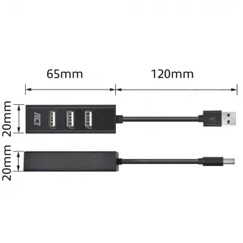 USB Hub ACT AC6205 2.0 480 Mbit/s Black 0.12m
