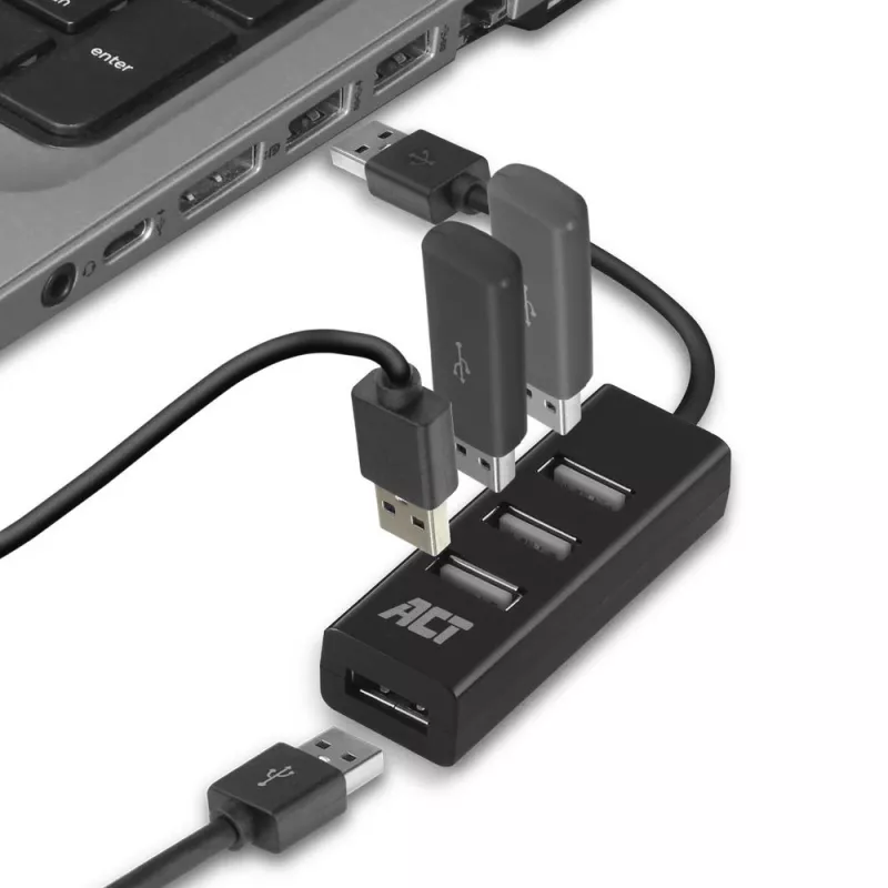 USB Hub ACT AC6205 2.0 480 Mbit/s Black 0.12m