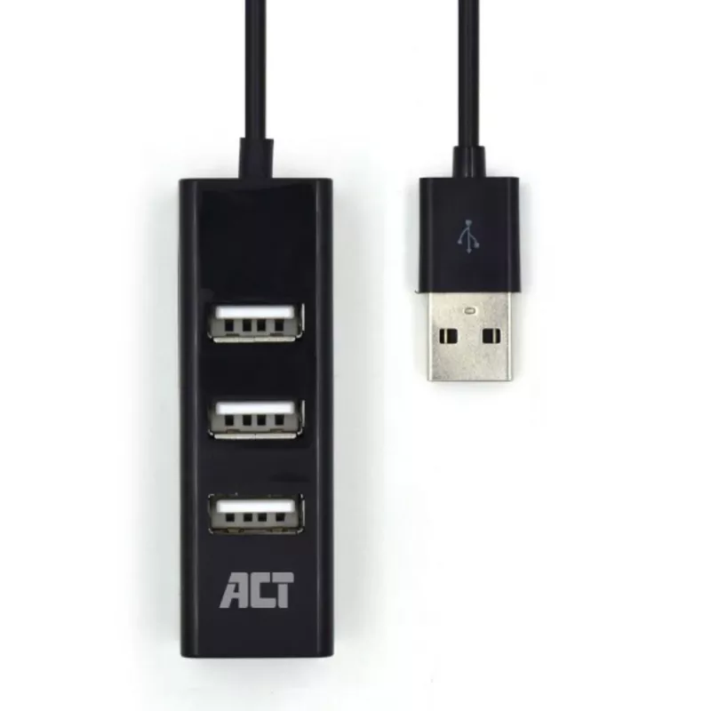 USB Hub ACT AC6205 2.0 480 Mbit/s Black 0.12m