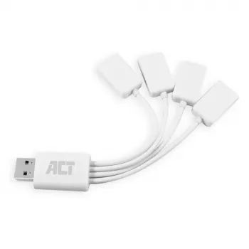 ACT USB hub 4 port USB-A flexible USB 3.2 Gen 1 White 480 Mbit/s