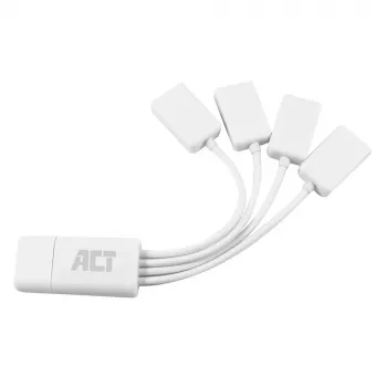 ACT USB hub 4 port USB-A flexible USB 3.2 Gen 1 White 480 Mbit/s