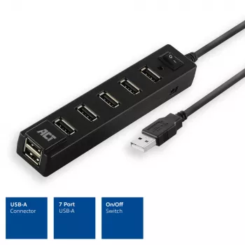 USB Hub ACT AC6215 480 Mbit/s Black
