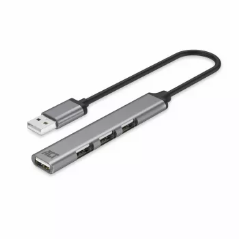 ACT AC6225 USB 2.0 Hub 480 Mbit/s Grey Aluminium