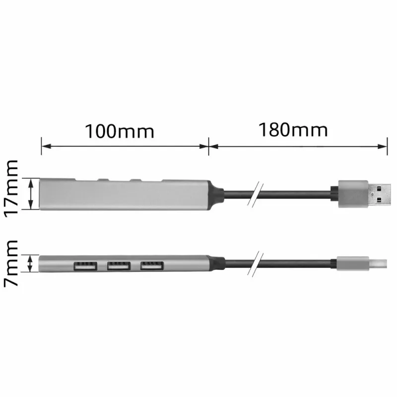 ACT AC6225 USB 2.0 Hub 480 Mbit/s Grey Aluminium