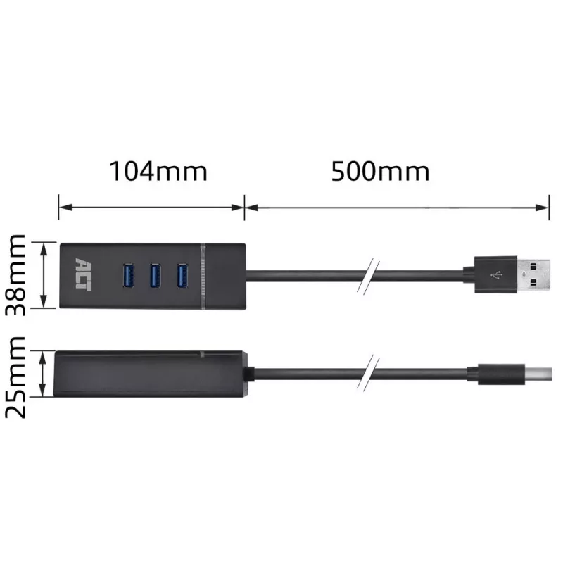 Docking Station ACT AC6310 USB 3.2 Gen 1 Wired Black Ethernet