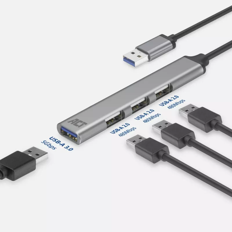 ACT AC6325 USB 3.2 Gen 1 Type-A Hub 5000 Mbit/s Grey