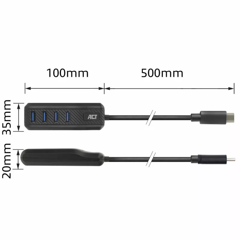 ACT AC6420 interface hub USB 3.2 Gen 1 (3.1 Gen 1) Type-C 5000 Mbit/s Black