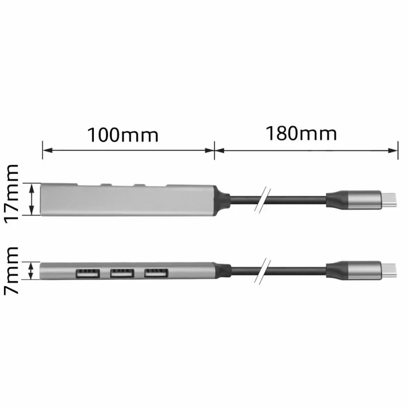 USB Hub ACT AC6425 Type-C 5000 Mbit/s Aluminium Grey