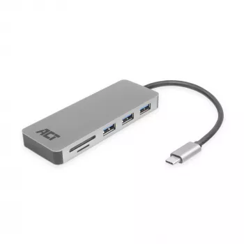 ACT USB-C hub 3.0, 3x USB-A, card reader, PD pass-through