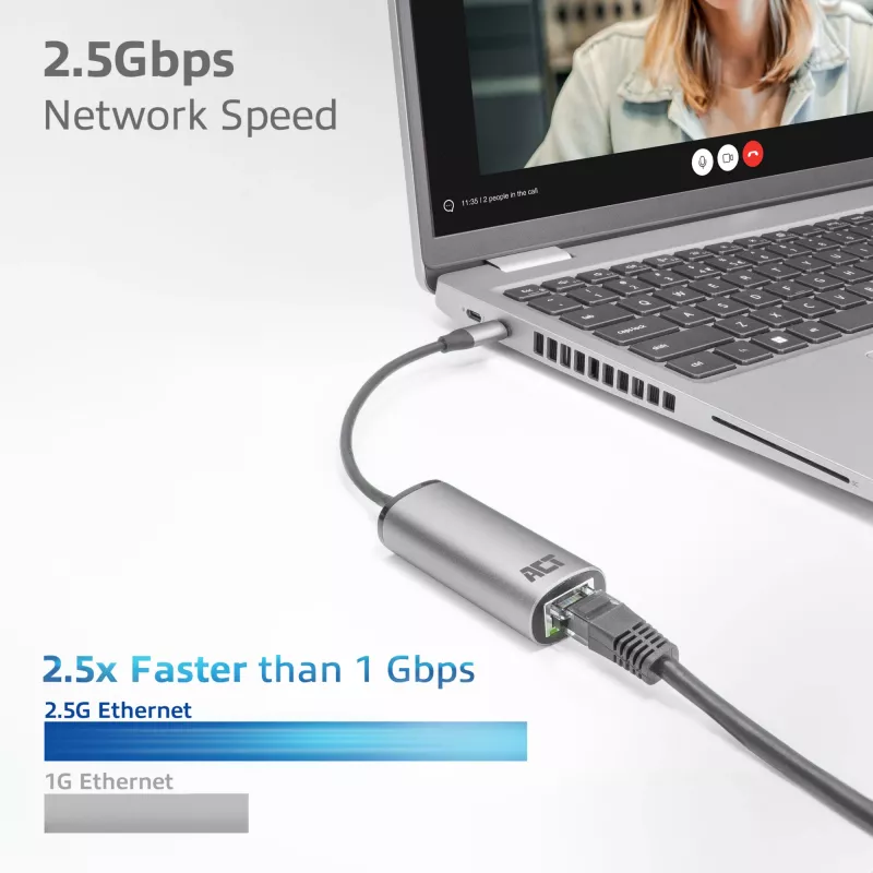 USB Hub ACT AC7081 Type-C 2500 Mbit/s Aluminium