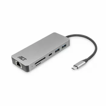 ACT USB-C 4K docking station for 1 HDMI monitor, Ethernet, USB-C, USB-A, card reader and PD pass-through