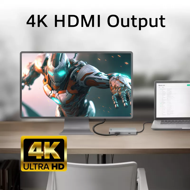 ACT USB-C 4K docking station for 1 HDMI monitor, Ethernet, USB-C, USB-A, card reader and PD pass-through