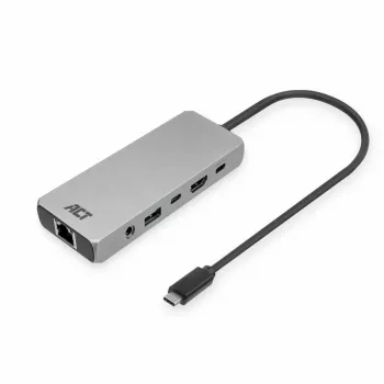 ACT USB-C 4K / 8K 30Hz docking station for 1 HDMI monitor, 2.5 Gigabit ethernet, USB-C 10Gbps, USB-A 10Gbps, 3.5mm audio, PD pass-through