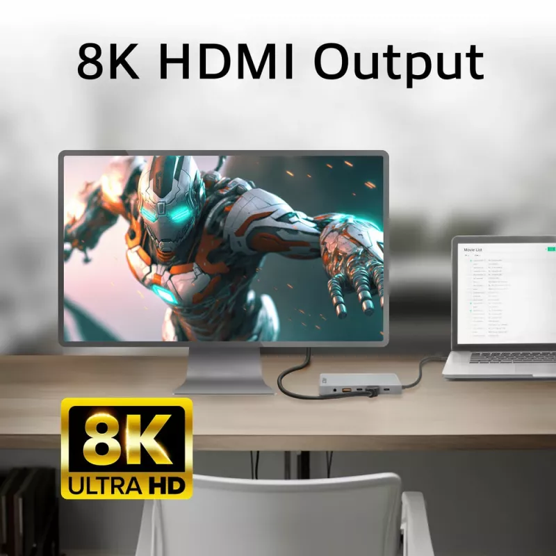 ACT USB-C 4K / 8K 30Hz docking station for 1 HDMI monitor, 2.5 Gigabit ethernet, USB-C 10Gbps, USB-A 10Gbps, 3.5mm audio, PD pass-through