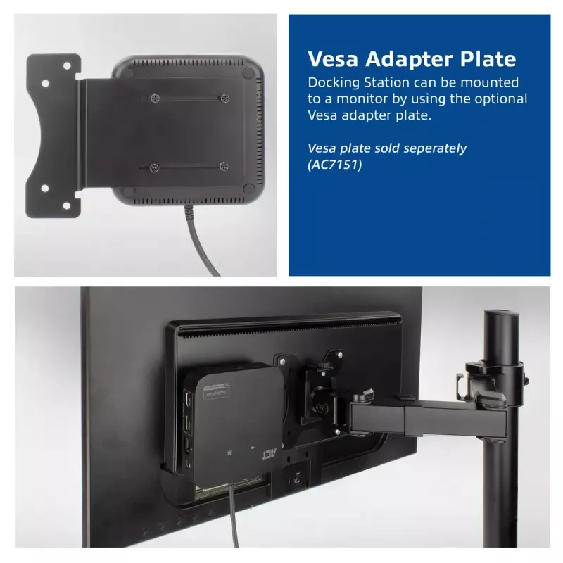 ACT Universal USB-C Docking Station 4K, for 2 HDMI/DisplayPort monitors, DisplayLink, compact design