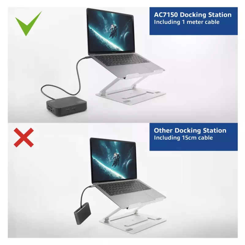 ACT Universal USB-C Docking Station 4K, for 2 HDMI/DisplayPort monitors, DisplayLink, compact design