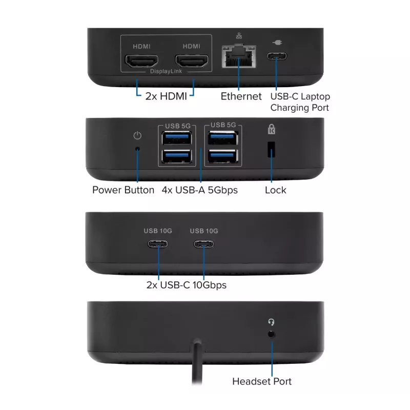 ACT Universal USB-C Docking Station 4K, for 2 HDMI/DisplayPort monitors, DisplayLink, compact design