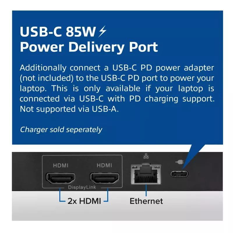 ACT Universal USB-C Docking Station 4K, for 2 HDMI/DisplayPort monitors, DisplayLink, compact design