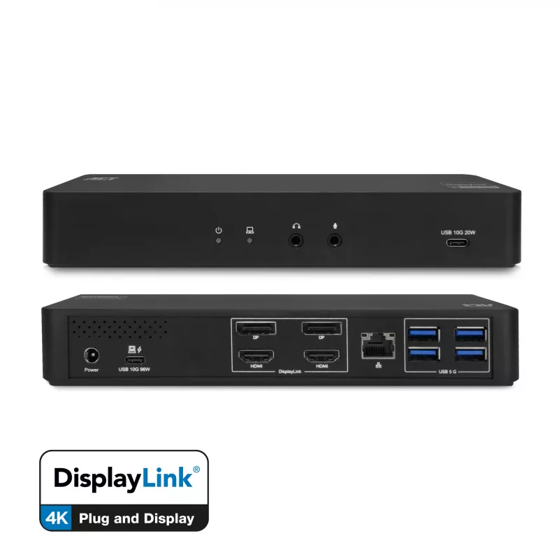 ACT USB-C Docking Station 4K, for 2 HDMI or DisplayPort monitors, DisplayLink