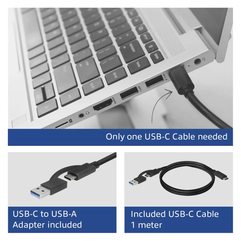 ACT USB-C Docking Station 4K, for 2 HDMI or DisplayPort monitors, DisplayLink