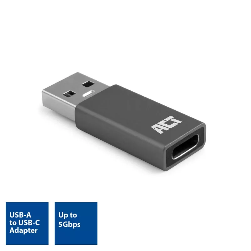 USB-A to USB-C adapter ACT AC7375 Grey