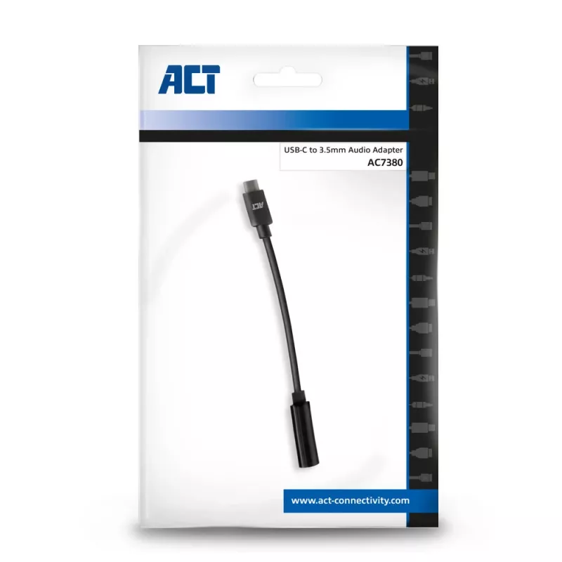 Audio Cable ACT AC7380 0.11m 3.5mm Female USB Type-C Male Black