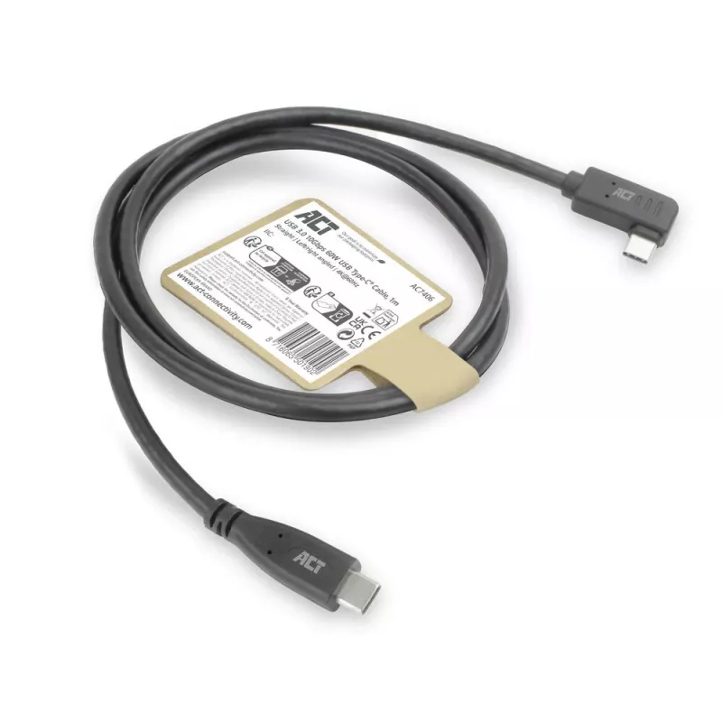 ACT USB 3.0 angled cable USB-C 1 meter 5 Gbit/s black