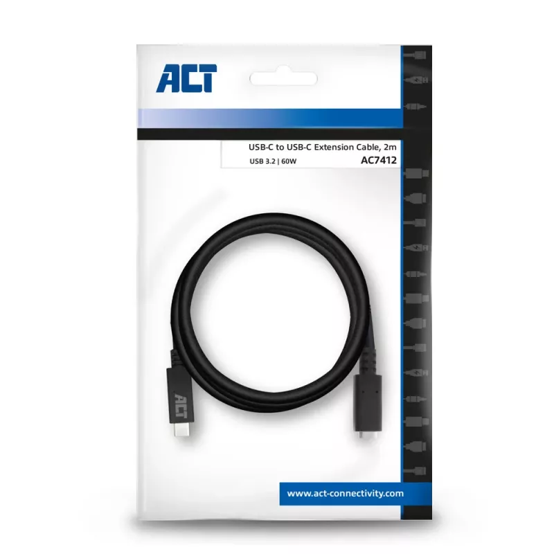 ACT USB 3.0 extension cable USB-C 2 meters 5 Gbit/s Black