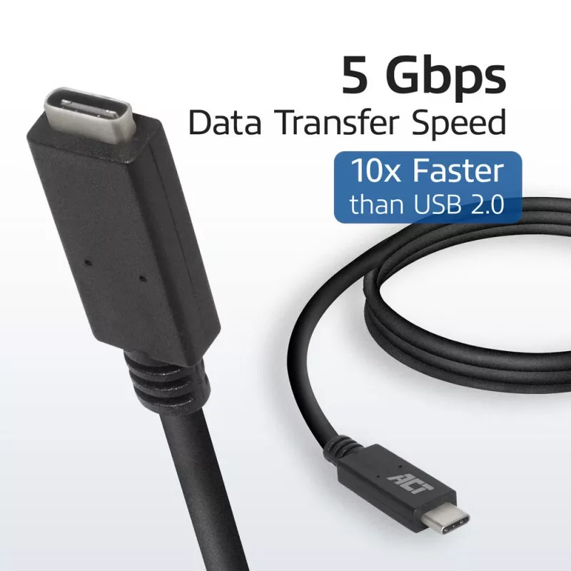 ACT USB 3.0 extension cable USB-C 2 meters 5 Gbit/s Black