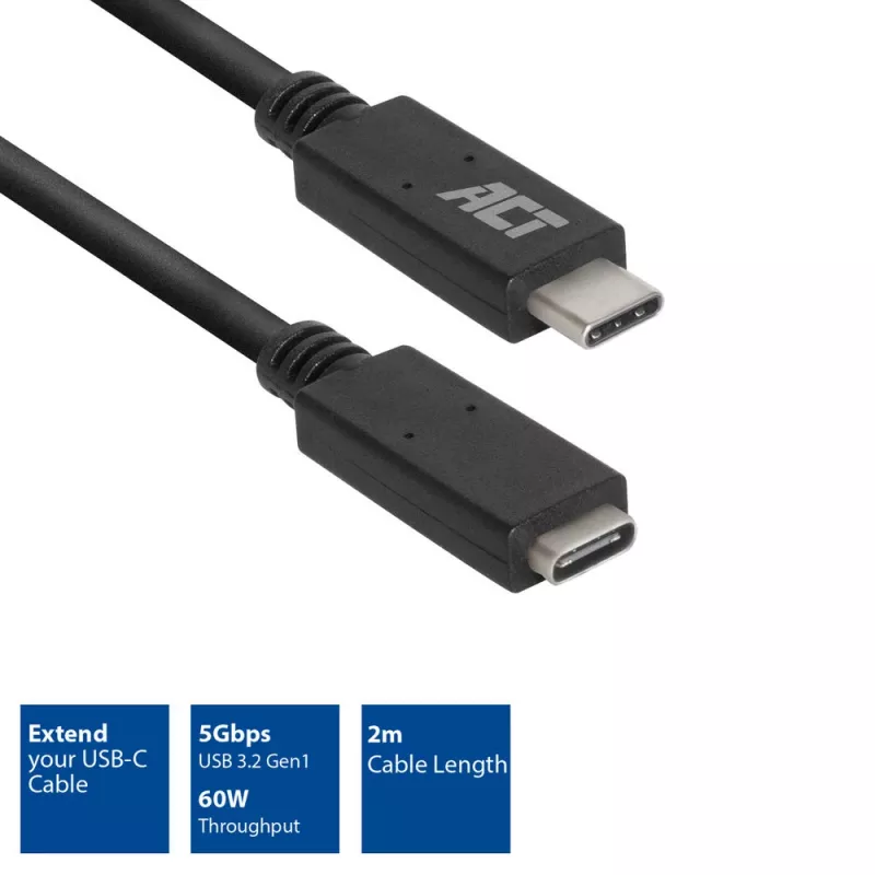 ACT USB 3.0 extension cable USB-C 2 meters 5 Gbit/s Black