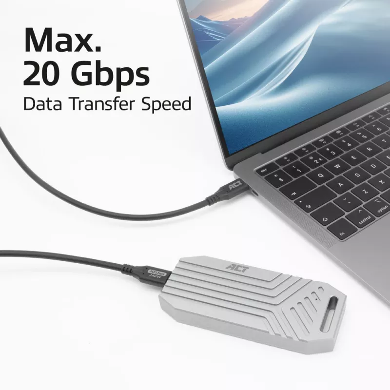 ACT USB4 20Gbps 240W USB Type-C Cable 0.5m Black