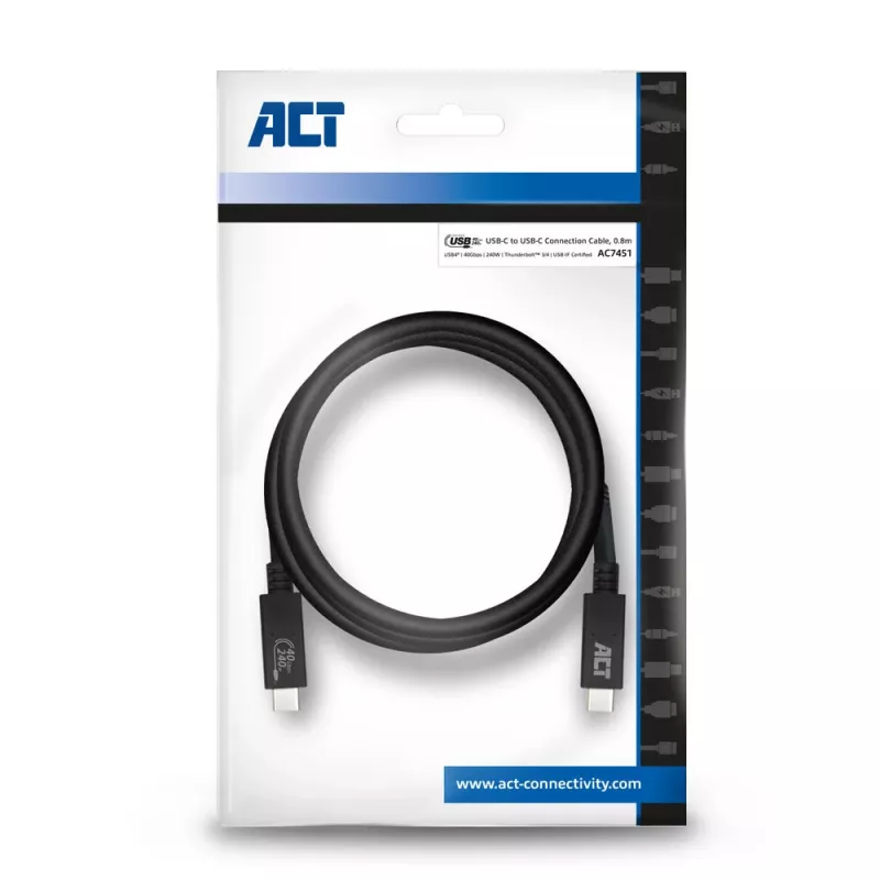 ACT USB4® 40Gbps 240W USB Type-C® Cable, USB-IF certified 0.8 meters